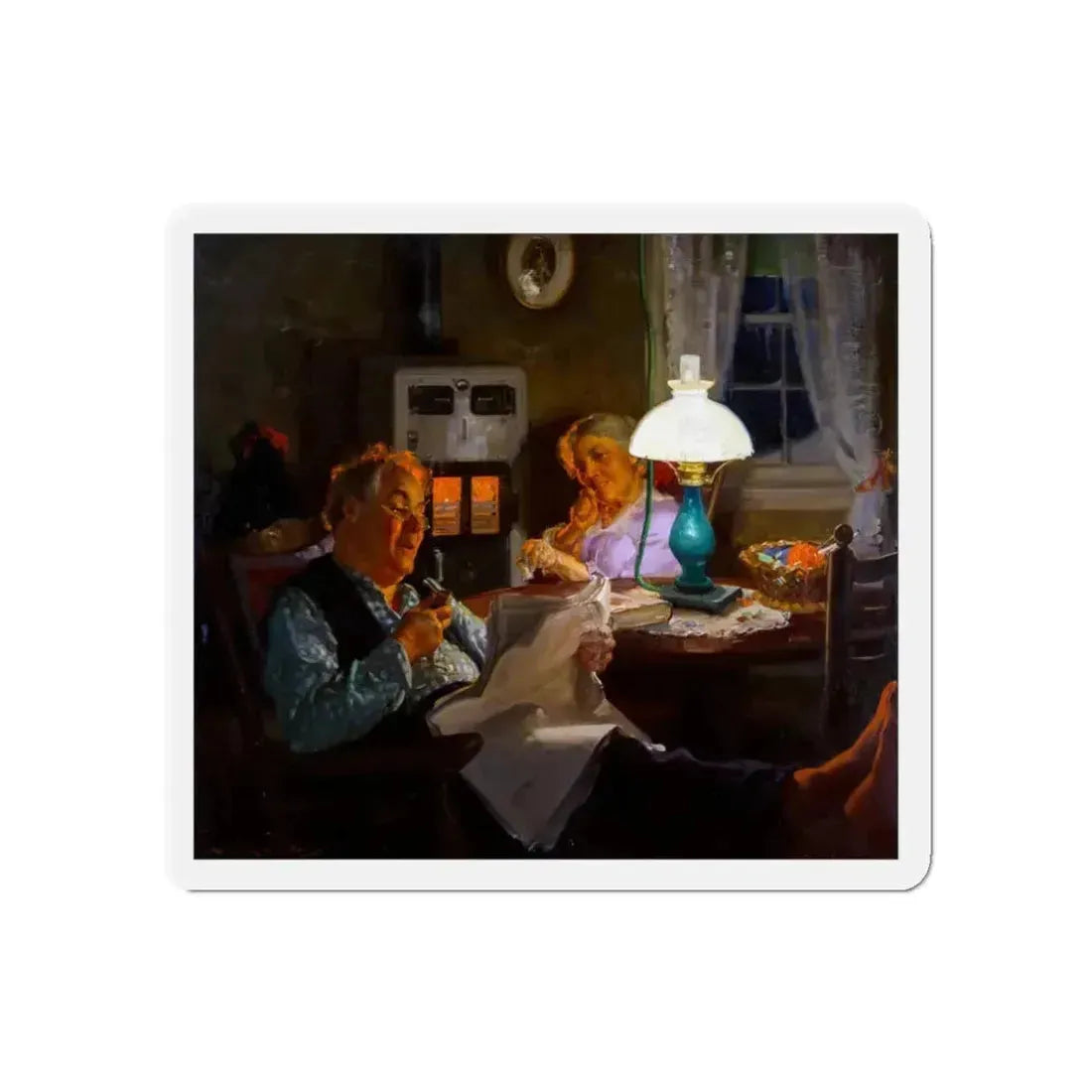 Elderly Couple (Magazine Illustration) Refrigerator Magnet 3 Inch Die-Cut - The Sticker Space