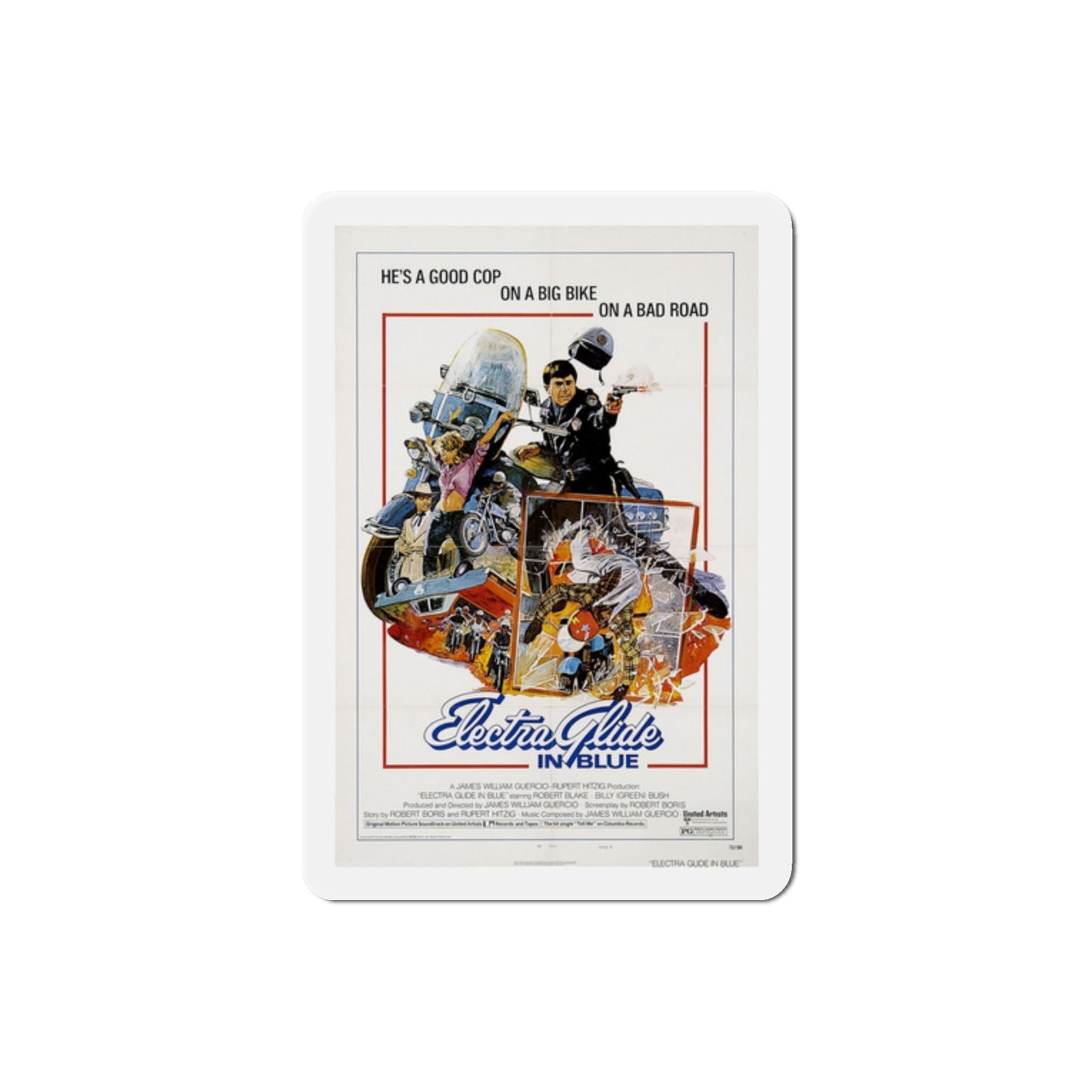 Electra Glide in Blue 1973 Movie Poster Die-Cut Magnet-2 Inch-The Sticker Space