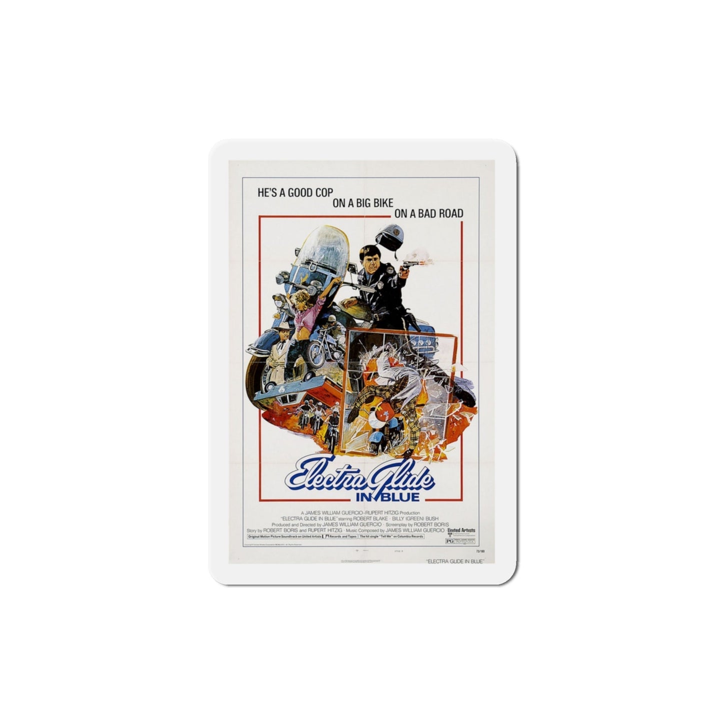 Electra Glide in Blue 1973 Movie Poster Die-Cut Magnet-3 Inch-The Sticker Space