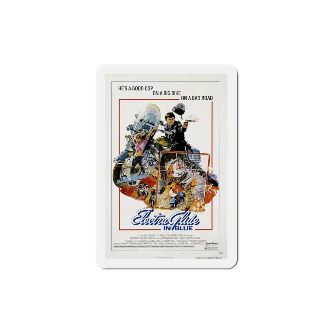 Electra Glide in Blue 1973 Movie Poster Refrigerator Magnet - The Sticker Space