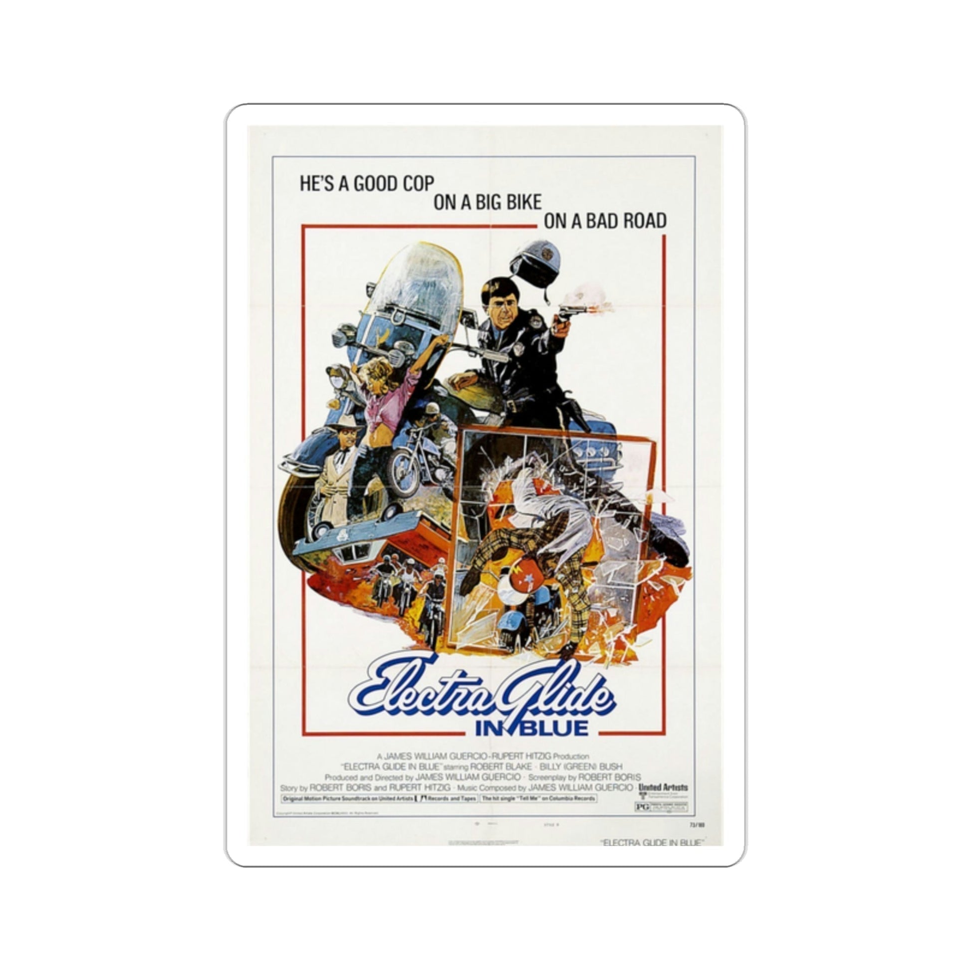 Electra Glide in Blue 1973 Movie Poster STICKER Vinyl Die-Cut Decal-2 Inch-The Sticker Space