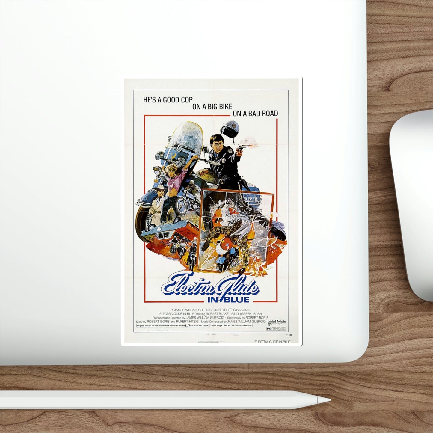 Electra Glide in Blue 1973 Movie Poster STICKER Vinyl Die-Cut Decal-The Sticker Space