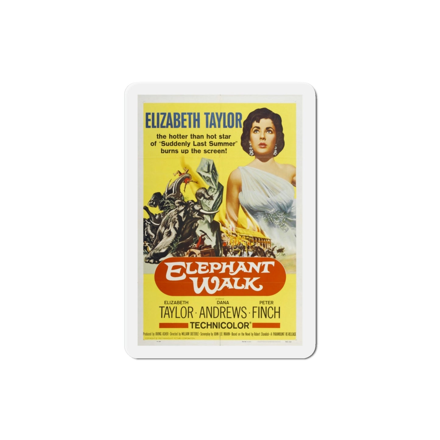 Elephant Walk 1954 Movie Poster Die-Cut Magnet-3 Inch-The Sticker Space