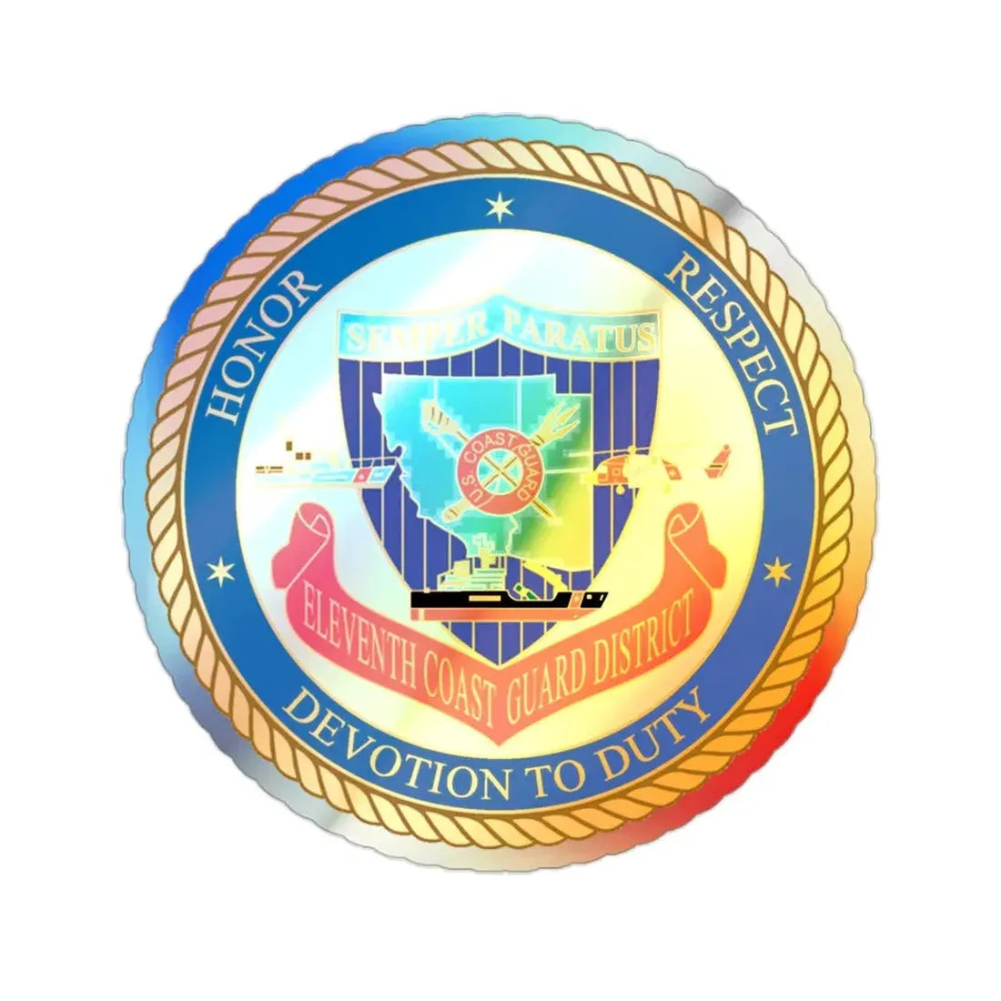 ELEVENTH COAST GUARD DISTRICT (U.S. Coast Guard) Holographic STICKER Die-Cut Vinyl Decal 2 Inch Holographic - The Sticker Space