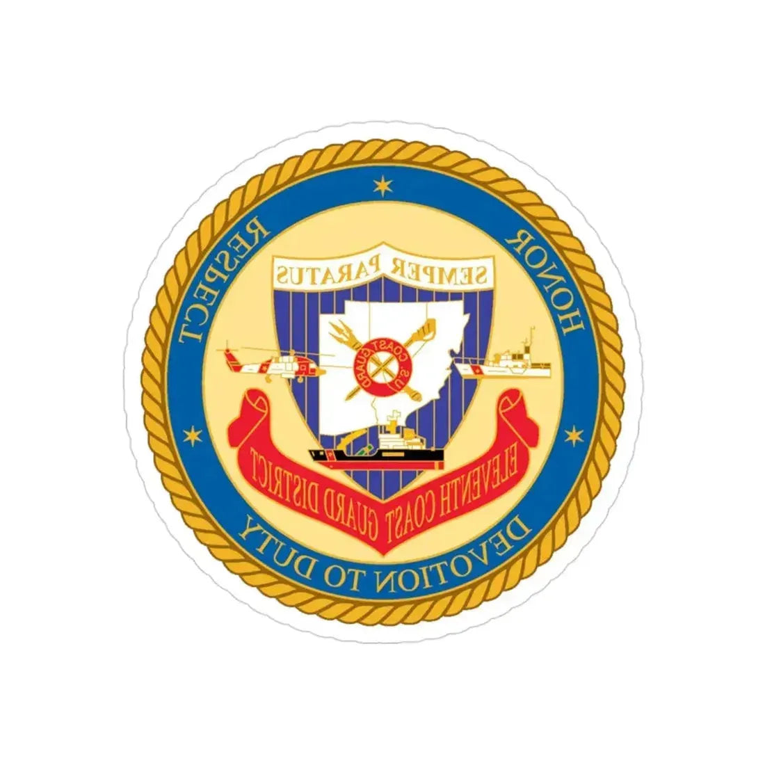 ELEVENTH COAST GUARD DISTRICT (U.S. Coast Guard) REVERSE PRINT Transparent Die-Cut STICKER - The Sticker Space