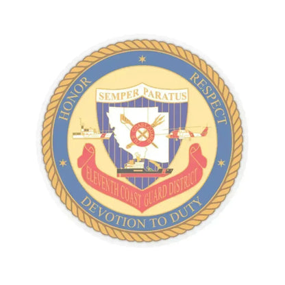 ELEVENTH COAST GUARD DISTRICT (U.S. Coast Guard) STICKER Vinyl Kiss-Cut Decal 2 Inch Transparent - The Sticker Space