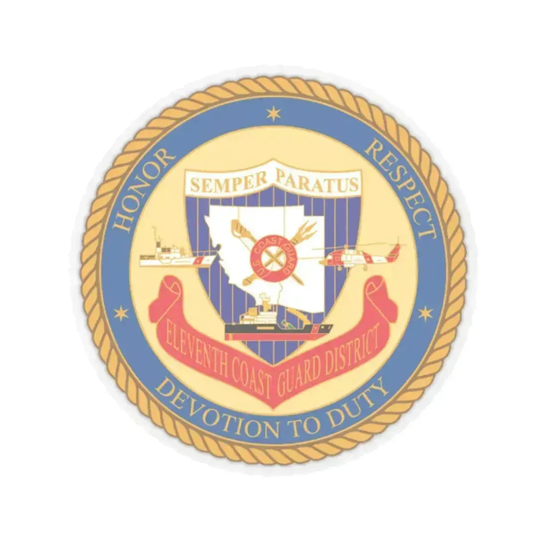 ELEVENTH COAST GUARD DISTRICT (U.S. Coast Guard) STICKER Vinyl Kiss-Cut Decal 2 Inch Transparent - The Sticker Space