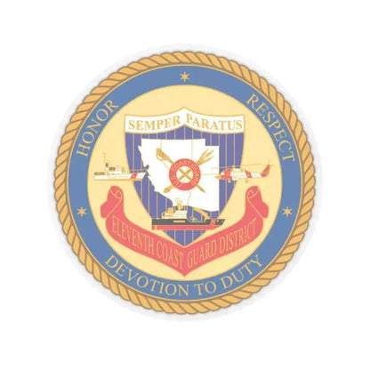 ELEVENTH COAST GUARD DISTRICT (U.S. Coast Guard) STICKER Vinyl Kiss-Cut Decal 2 Inch Transparent - The Sticker Space
