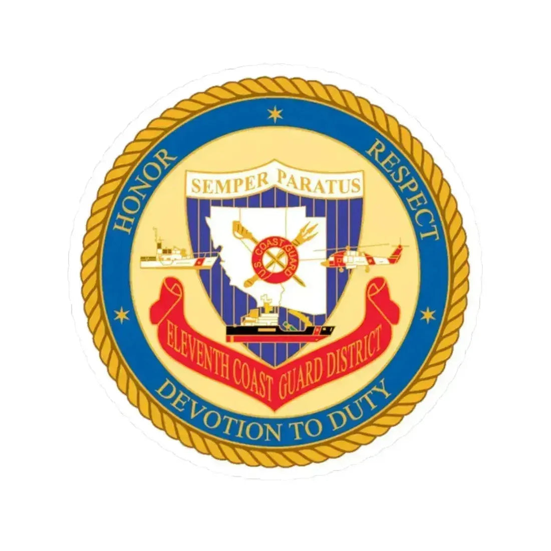 ELEVENTH COAST GUARD DISTRICT (U.S. Coast Guard) STICKER Vinyl Kiss-Cut Decal 2 Inch White - The Sticker Space