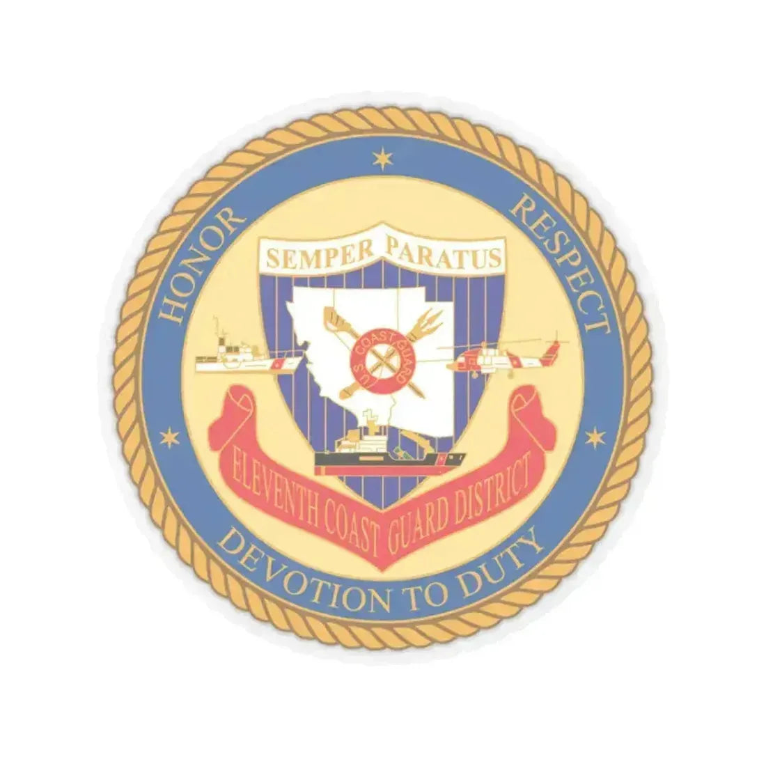 ELEVENTH COAST GUARD DISTRICT (U.S. Coast Guard) STICKER Vinyl Kiss-Cut Decal 3 Inch Transparent - The Sticker Space