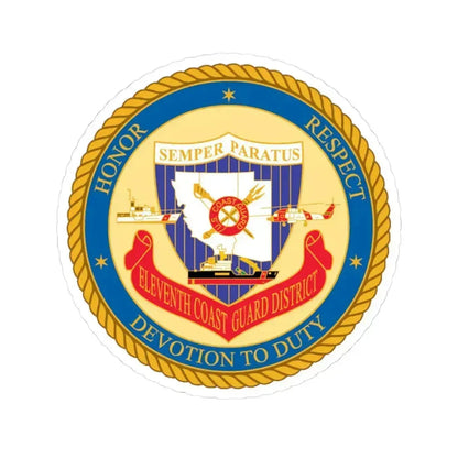 ELEVENTH COAST GUARD DISTRICT (U.S. Coast Guard) STICKER Vinyl Kiss-Cut Decal 3 Inch White - The Sticker Space
