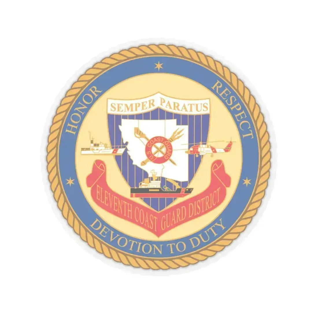 ELEVENTH COAST GUARD DISTRICT (U.S. Coast Guard) STICKER Vinyl Kiss-Cut Decal 4 Inch Transparent - The Sticker Space