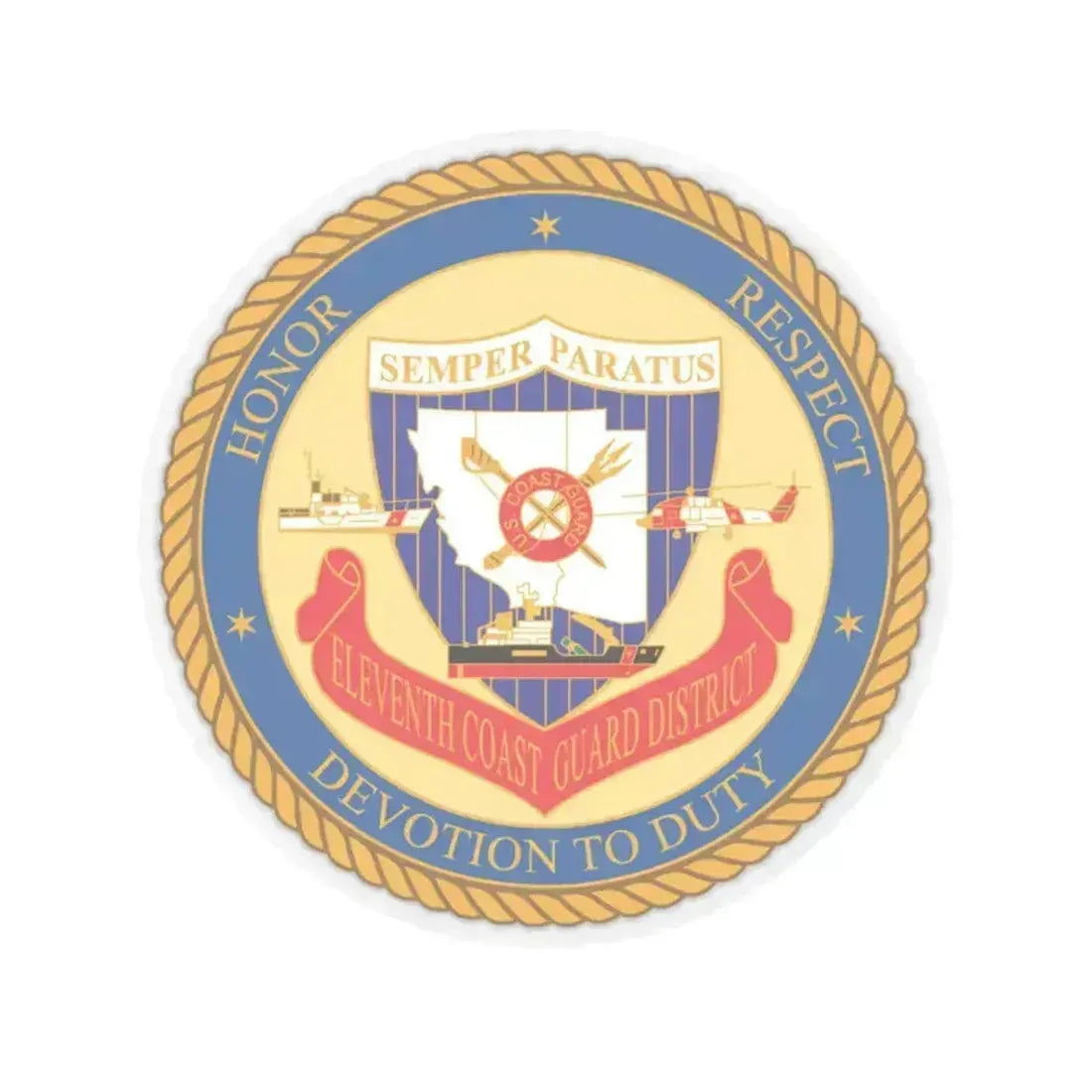ELEVENTH COAST GUARD DISTRICT (U.S. Coast Guard) STICKER Vinyl Kiss-Cut Decal 6 Inch Transparent - The Sticker Space
