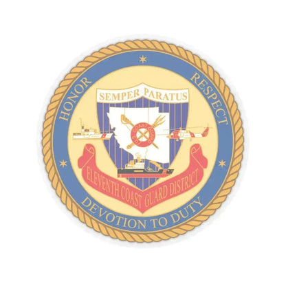 ELEVENTH COAST GUARD DISTRICT (U.S. Coast Guard) STICKER Vinyl Kiss-Cut Decal 6 Inch Transparent - The Sticker Space