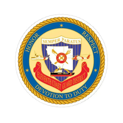 ELEVENTH COAST GUARD DISTRICT (U.S. Coast Guard) STICKER Vinyl Kiss-Cut Decal 6 Inch White - The Sticker Space