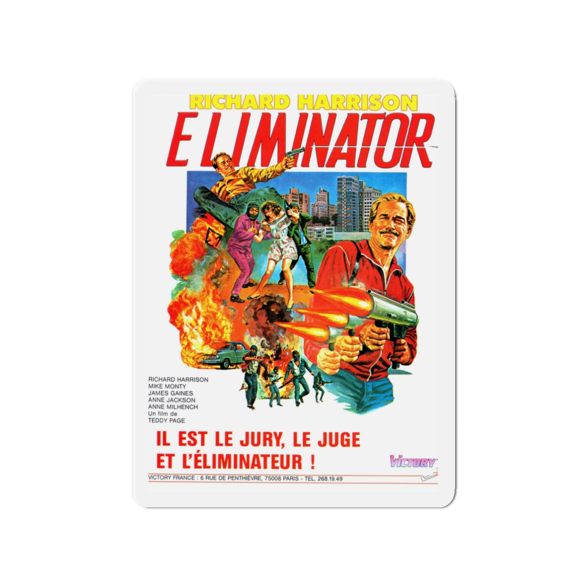 ELIMINATOR (BLOOD DEBTS) 1985 Movie Poster - Die-Cut Magnet-3" x 3"-The Sticker Space