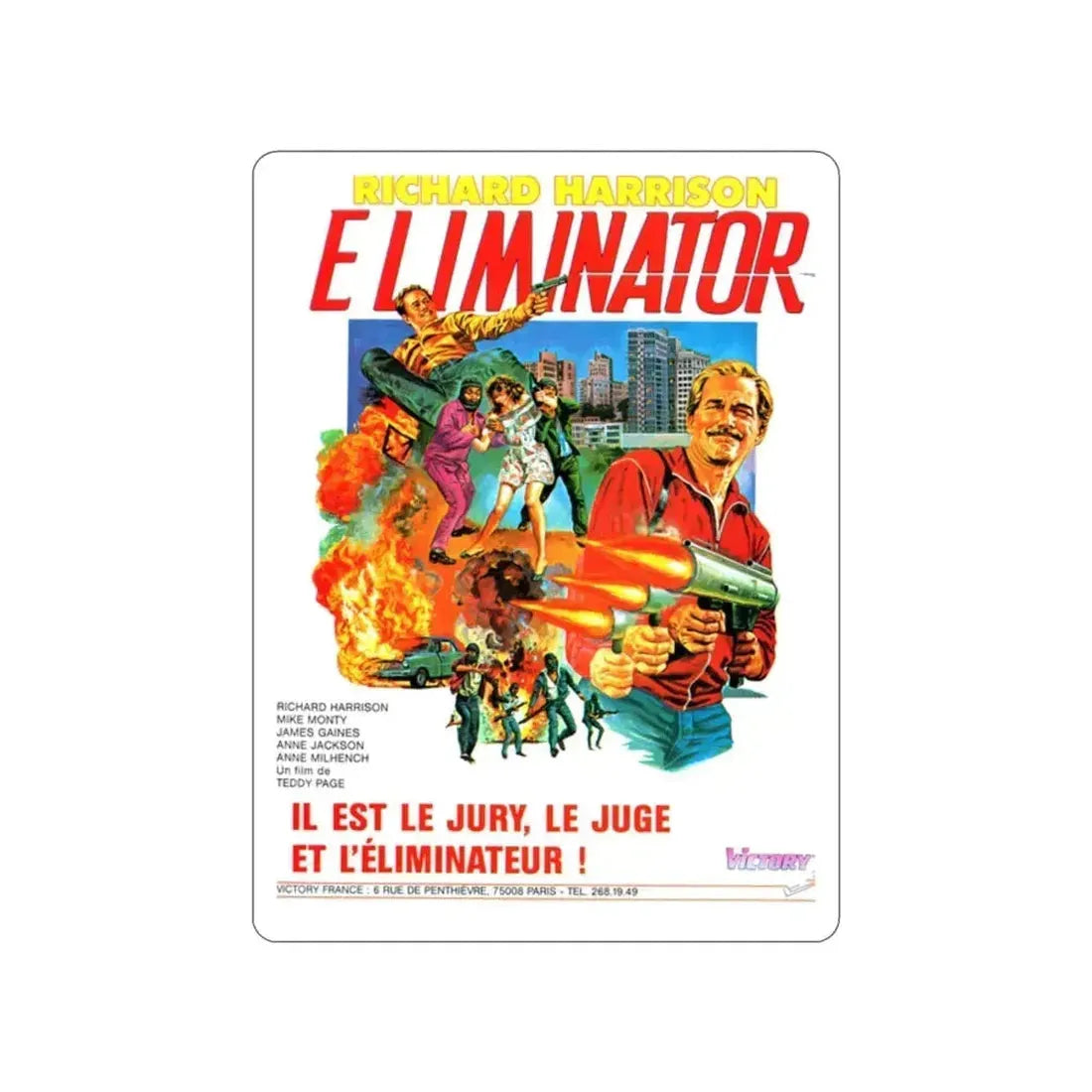 ELIMINATOR (BLOOD DEBTS) 1985 Movie Poster STICKER Vinyl Die-Cut Decal 2 Inch - The Sticker Space