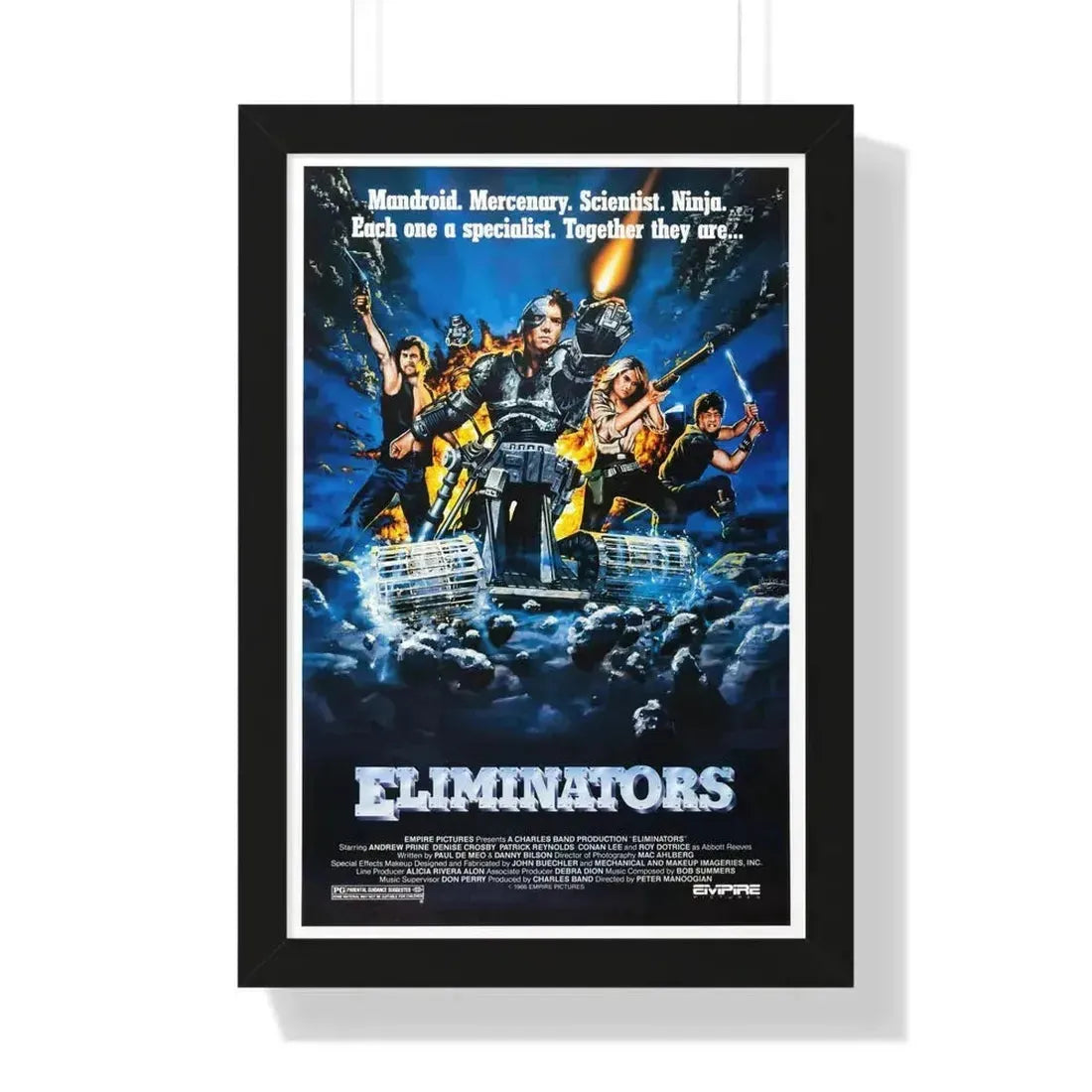 ELIMINATORS 1986 - Framed Movie Poster 16″ x 24″ Black - The Sticker Space