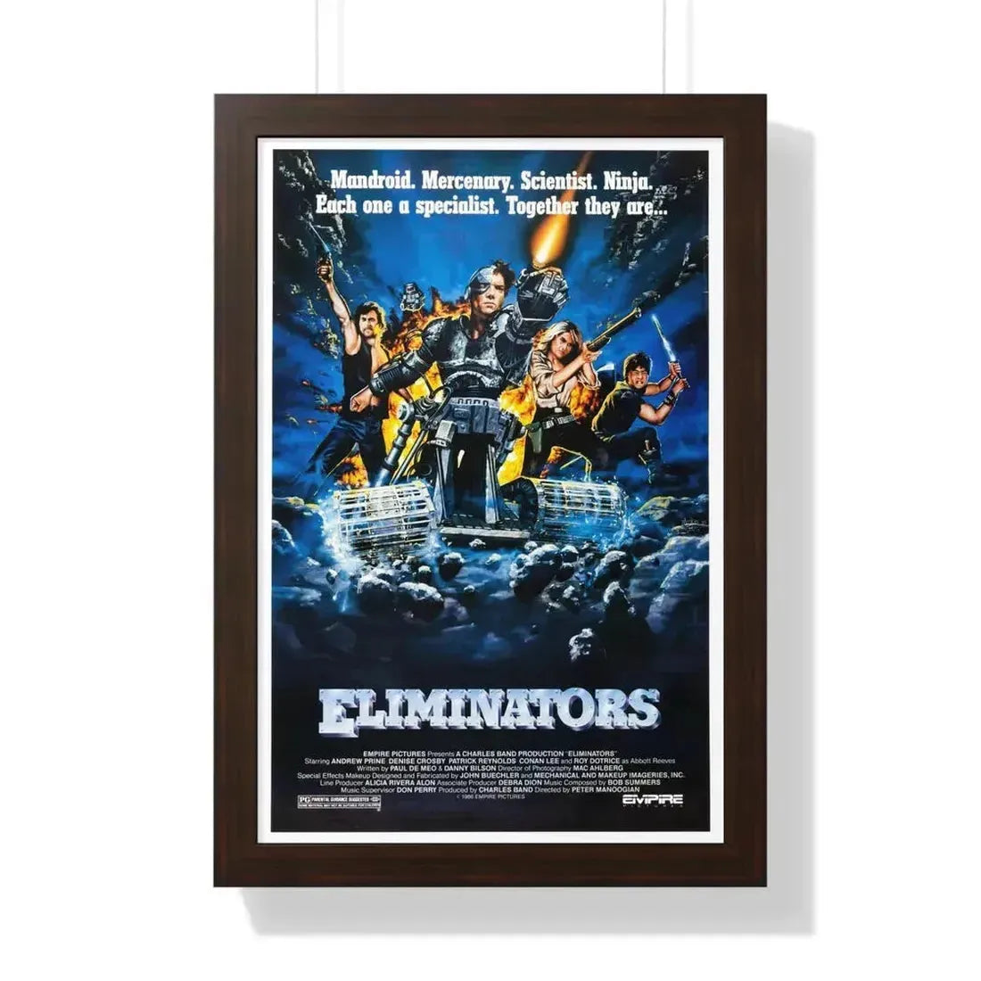 ELIMINATORS 1986 - Framed Movie Poster 16″ x 24″ Walnut - The Sticker Space