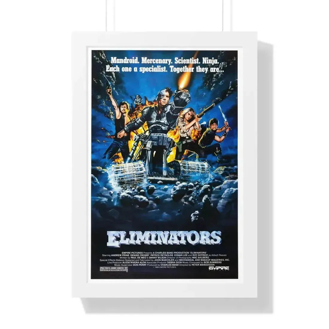 ELIMINATORS 1986 - Framed Movie Poster 16″ x 24″ White - The Sticker Space
