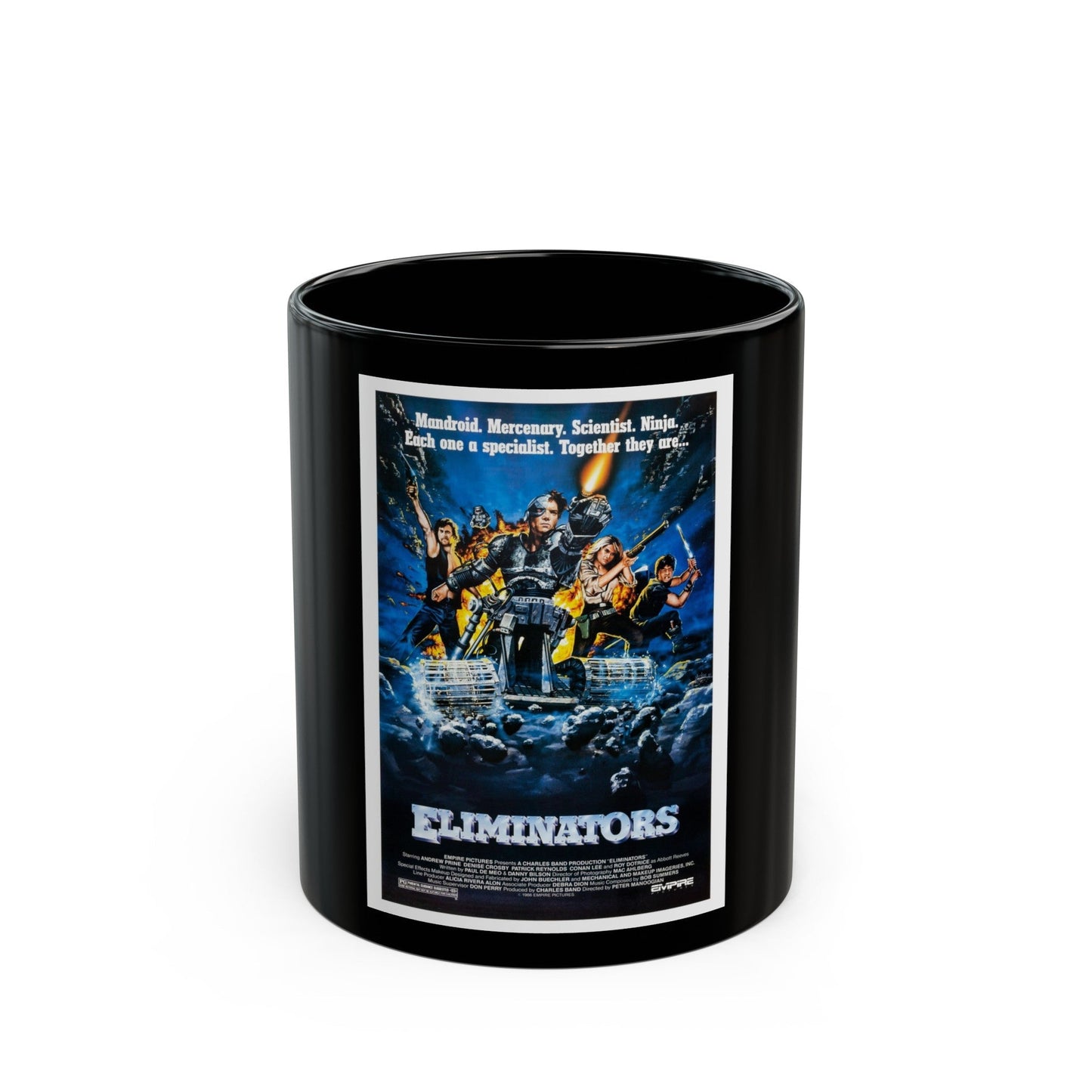 ELIMINATORS 1986 Movie Poster - Black Coffee Mug-11oz-The Sticker Space