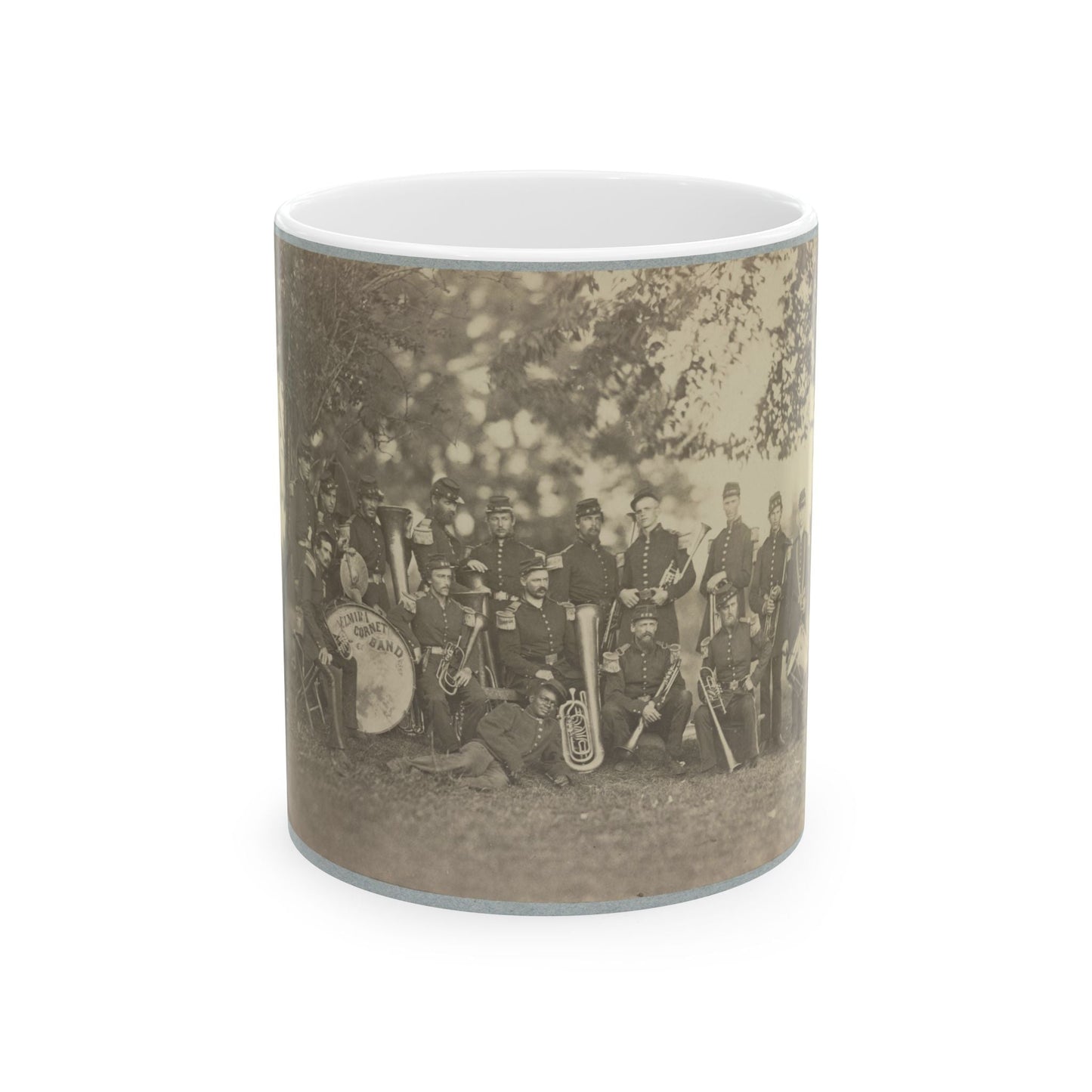 Elmira Cornet Band,  Thirty-Third Regiment, Of The New York State Volunteers, July 1861 (U.S. Civil War) White Coffee Mug