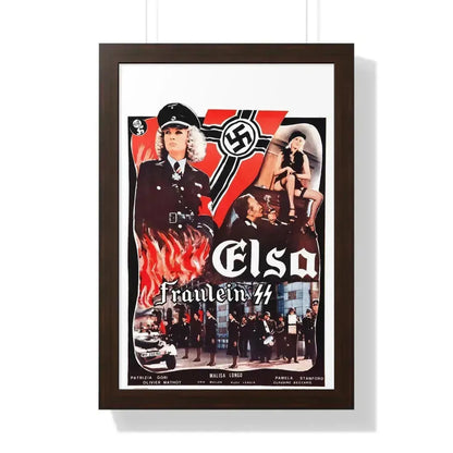 ELSA FRAULEIN SS (FRENCH) 1977 - Framed Movie Poster 16″ x 24″ Walnut - The Sticker Space