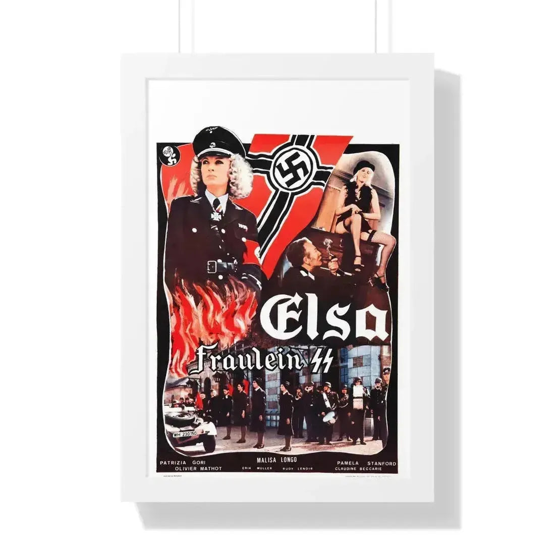 ELSA FRAULEIN SS (FRENCH) 1977 - Framed Movie Poster 16″ x 24″ White - The Sticker Space