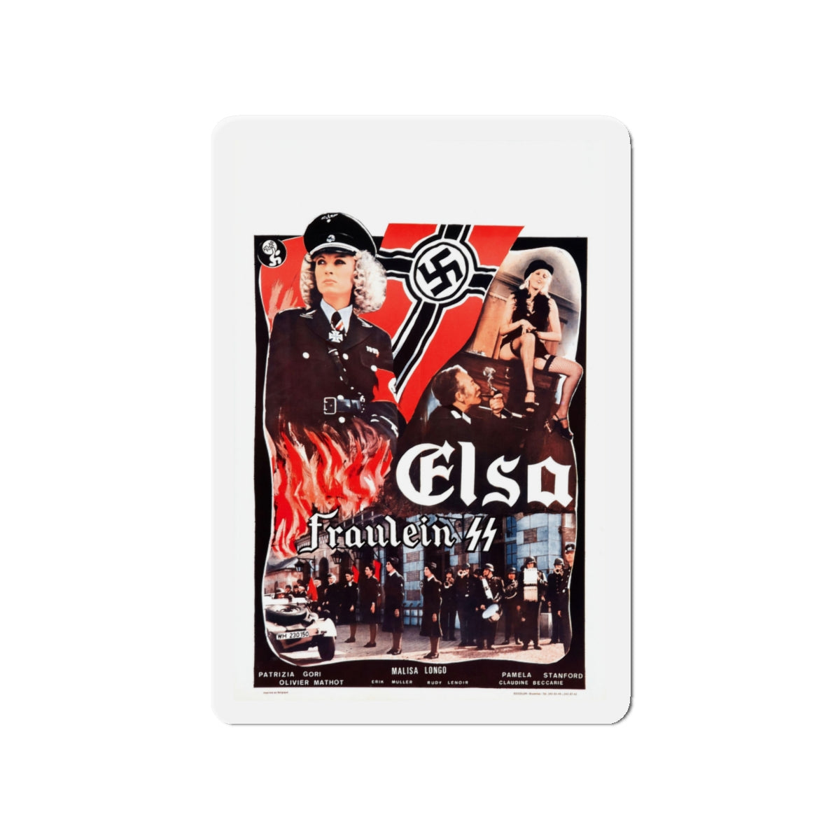 ELSA FRAULEIN SS (FRENCH) 1977 Movie Poster - Die-Cut Magnet-4" x 4"-The Sticker Space