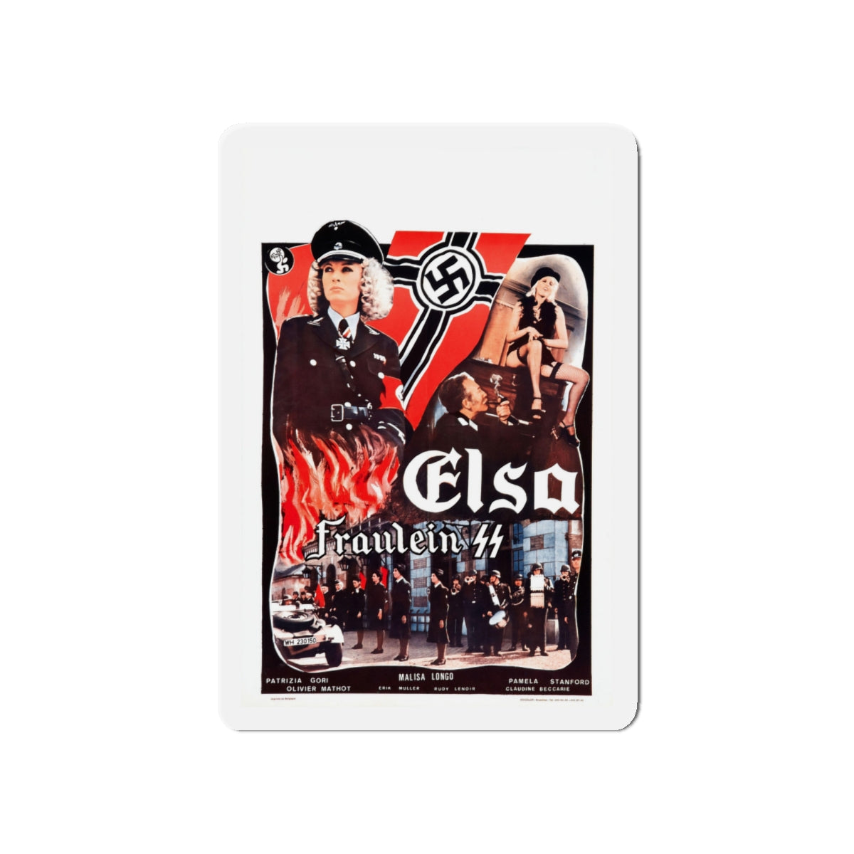 ELSA FRAULEIN SS (FRENCH) 1977 Movie Poster - Die-Cut Magnet-5" x 5"-The Sticker Space