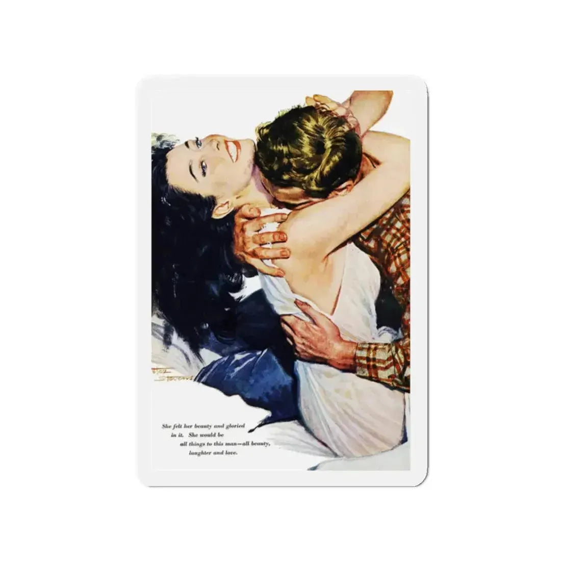 Elusive Beauty, Redbook, July 1955 (Magazine Illustration) Refrigerator Magnet 2 Inch Die-Cut - The Sticker Space