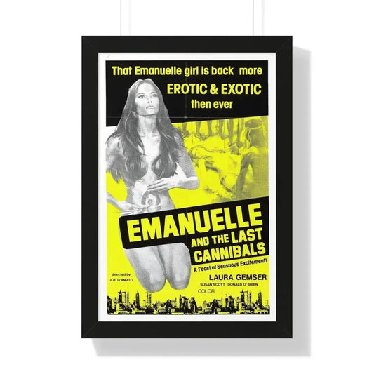 EMANUELLE AND THE LAST CANNIBALS (3) 1977 - Framed Movie Poster 16″ x 24″ Black - The Sticker Space