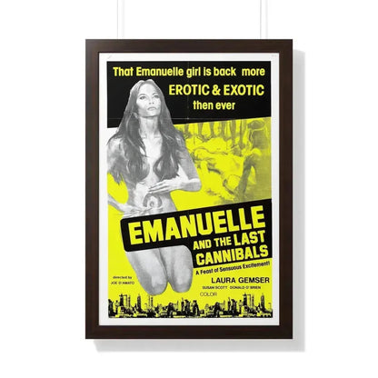 EMANUELLE AND THE LAST CANNIBALS (3) 1977 - Framed Movie Poster 20" x 30" Walnut - The Sticker Space