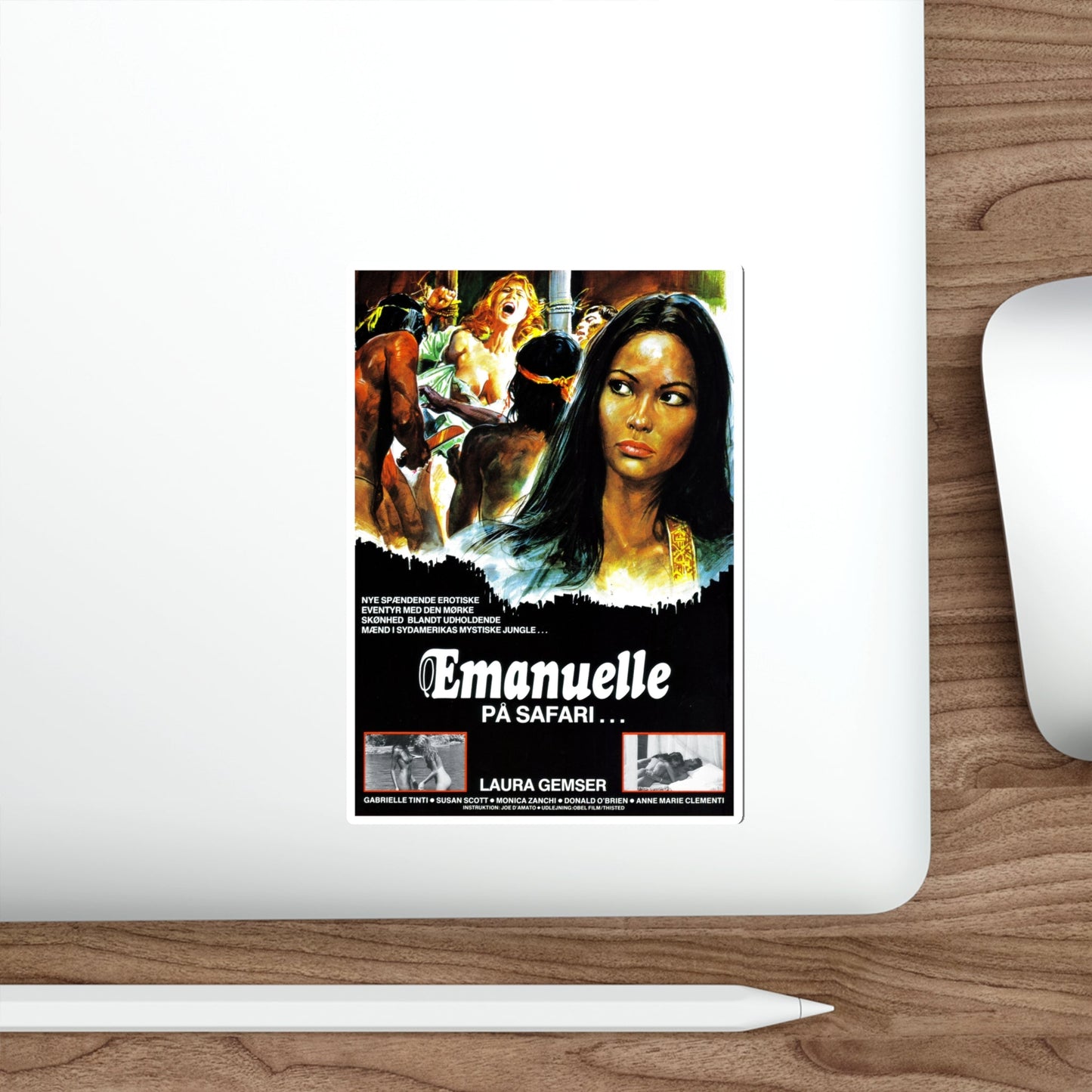 EMANUELLE AND THE LAST CANNIBALS (DANISH) 1977 Movie Poster STICKER Vinyl Die-Cut Decal-The Sticker Space