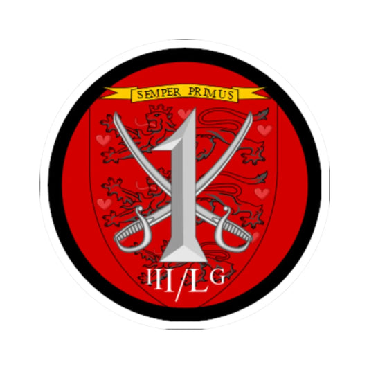 Emblem for the 1-III-LG (Denmark) (Coat of Arms) STICKER Vinyl Kiss-Cut Decal 2 Inch White - The Sticker Space