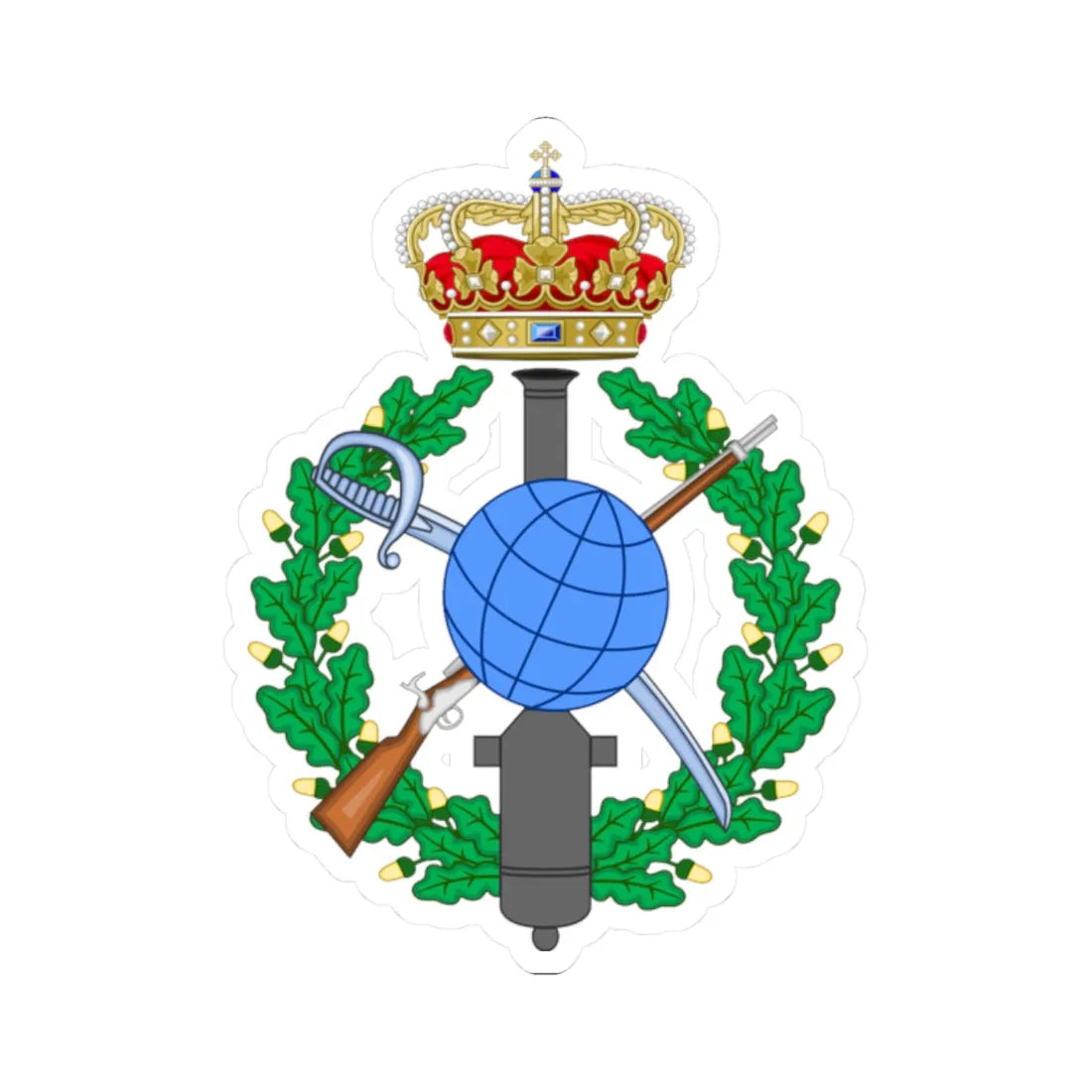 Emblem for the Danish General staff topographic department (Denmark) (Coat of Arms) STICKER Vinyl Kiss-Cut Decal 2 Inch White - The Sticker Space