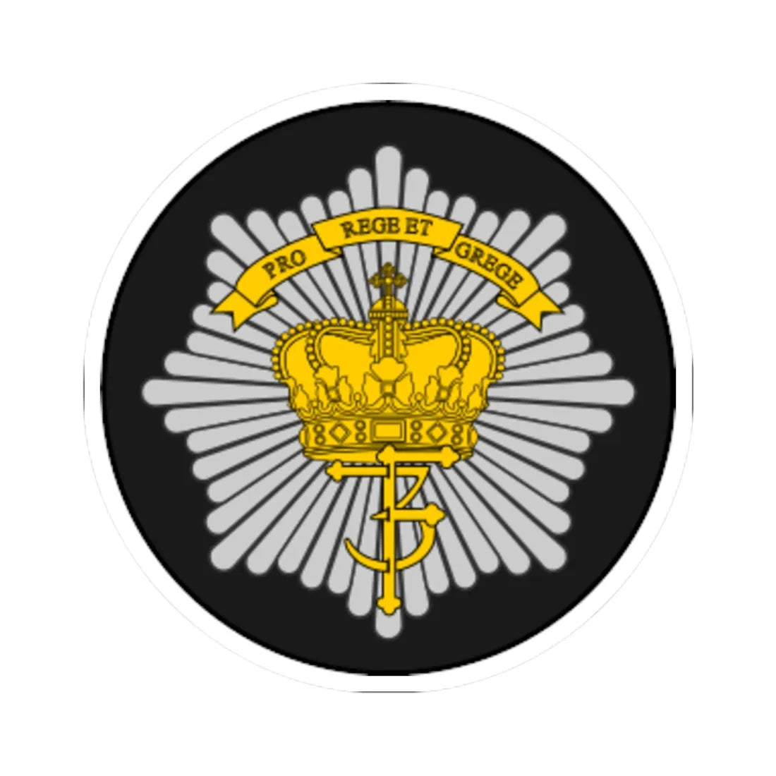 Emblem for the Danish Royal Life Guards V Battalion (Denmark) (Coat of Arms) STICKER Vinyl Kiss-Cut Decal 4 Inch White - The Sticker Space