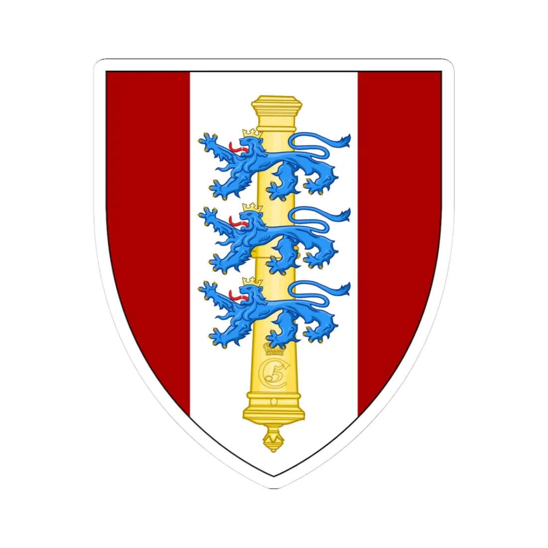 Emblem for the V-SJLAR (Denmark) (Coat of Arms) STICKER Vinyl Kiss-Cut Decal 3 Inch White - The Sticker Space