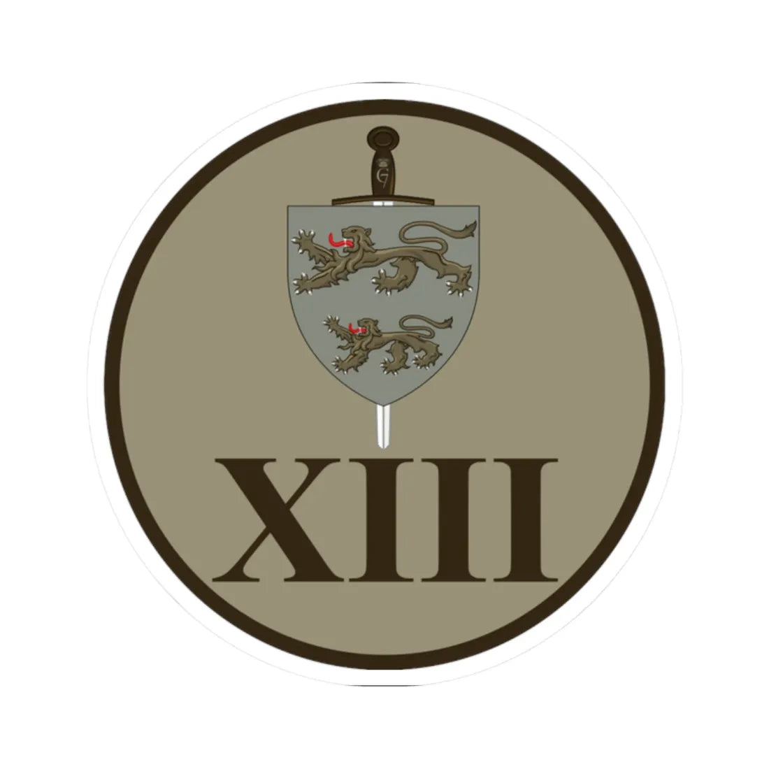 Emblem for the XIII-SLFR (Denmark) (Coat of Arms) STICKER Vinyl Kiss-Cut Decal 2 Inch White - The Sticker Space