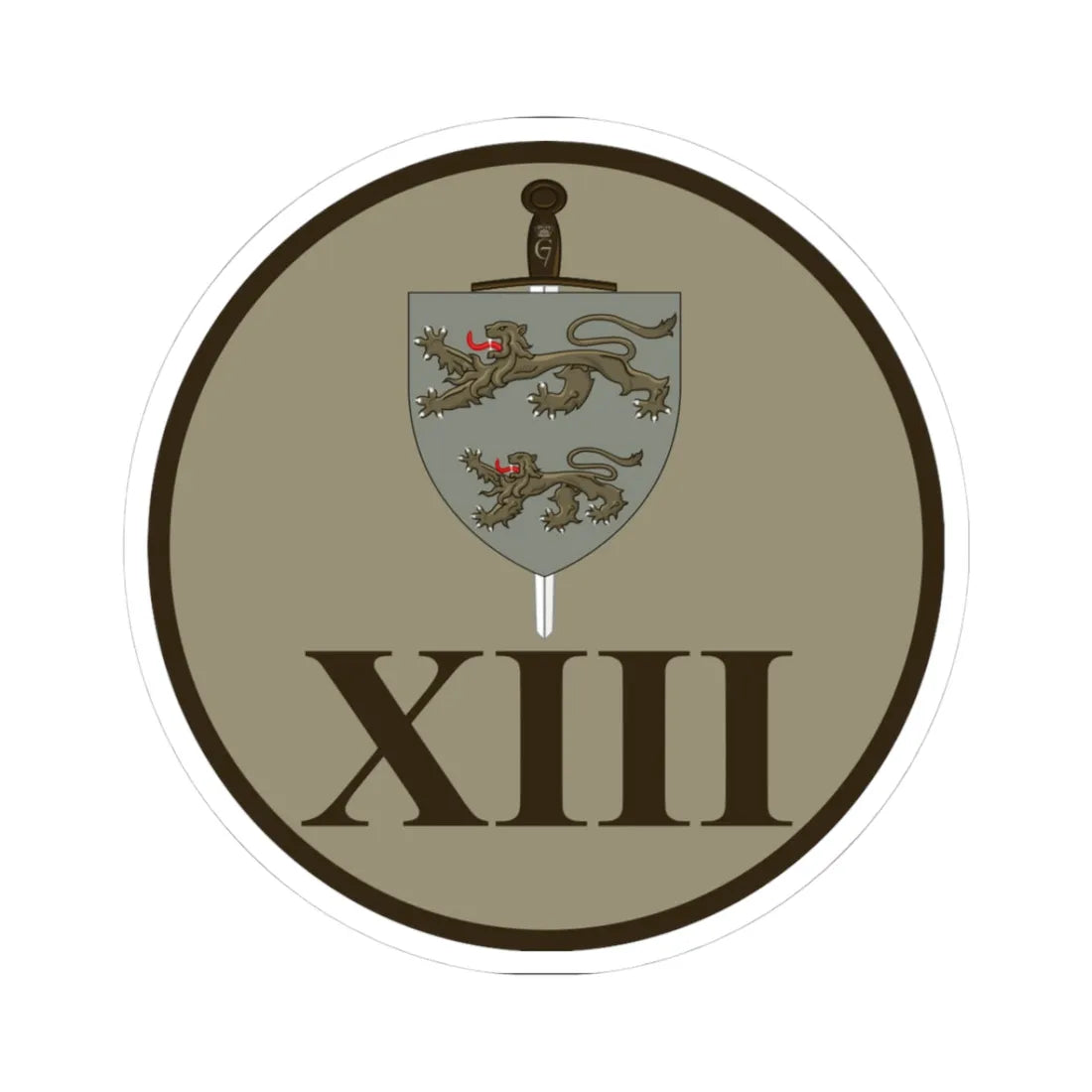 Emblem for the XIII-SLFR (Denmark) (Coat of Arms) STICKER Vinyl Kiss-Cut Decal 3 Inch White - The Sticker Space