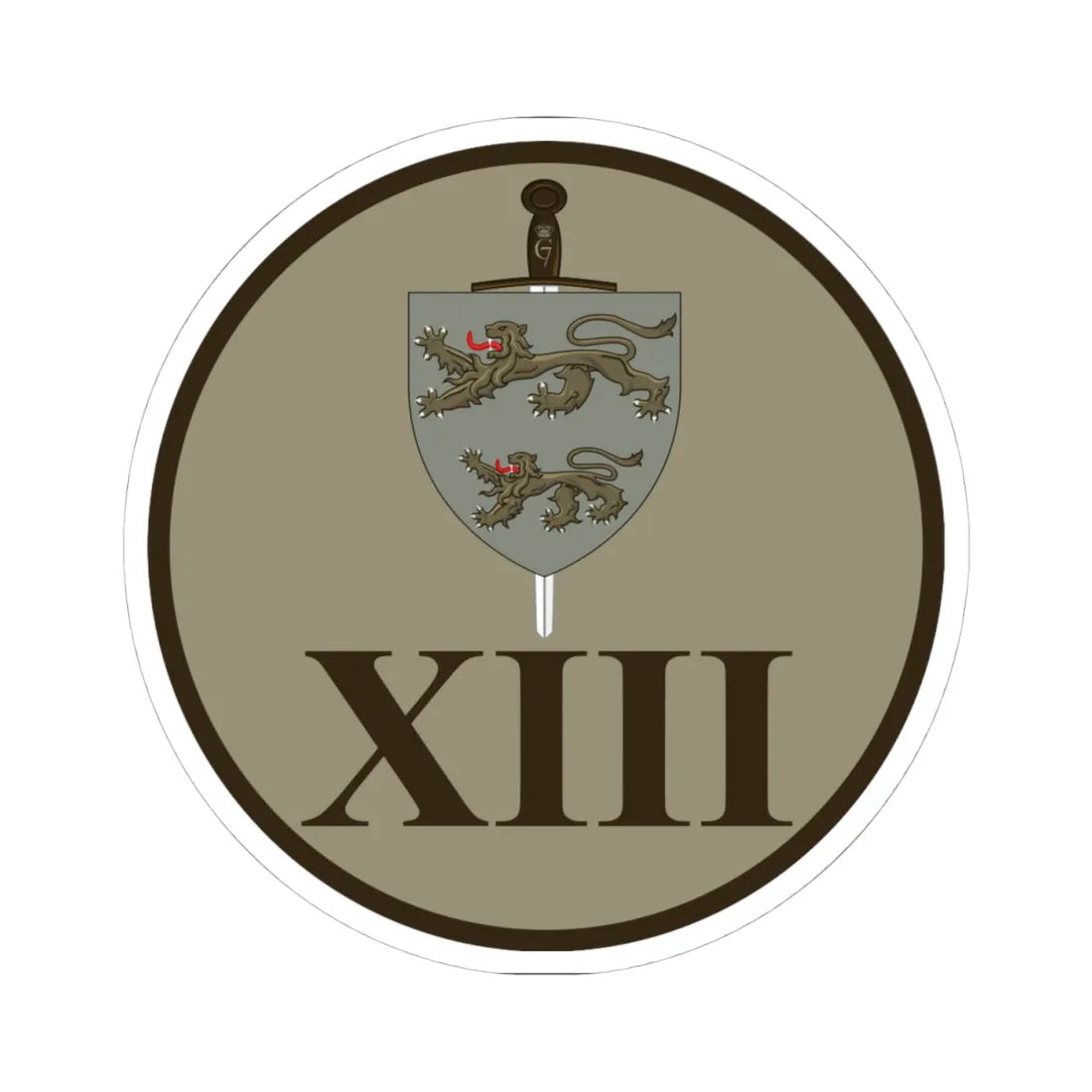 Emblem for the XIII-SLFR (Denmark) (Coat of Arms) STICKER Vinyl Kiss-Cut Decal 4 Inch White - The Sticker Space