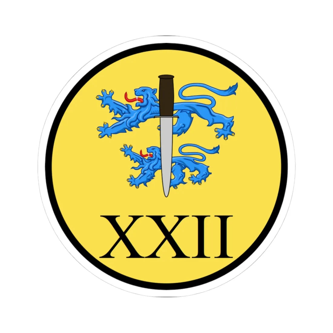 Emblem for the XXII-SLFR (Denmark) (Coat of Arms) STICKER Vinyl Kiss-Cut Decal 3 Inch White - The Sticker Space