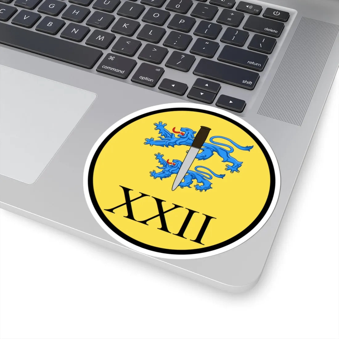 Emblem for the XXII-SLFR (Denmark) (Coat of Arms) STICKER Vinyl Kiss-Cut Decal - The Sticker Space