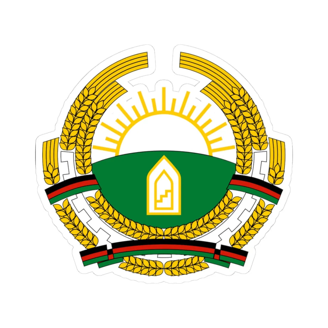Emblem of Afghanistan 1987-1992 (Afghanistan) (Coat of Arms) STICKER Vinyl Kiss-Cut Decal 3 Inch White - The Sticker Space