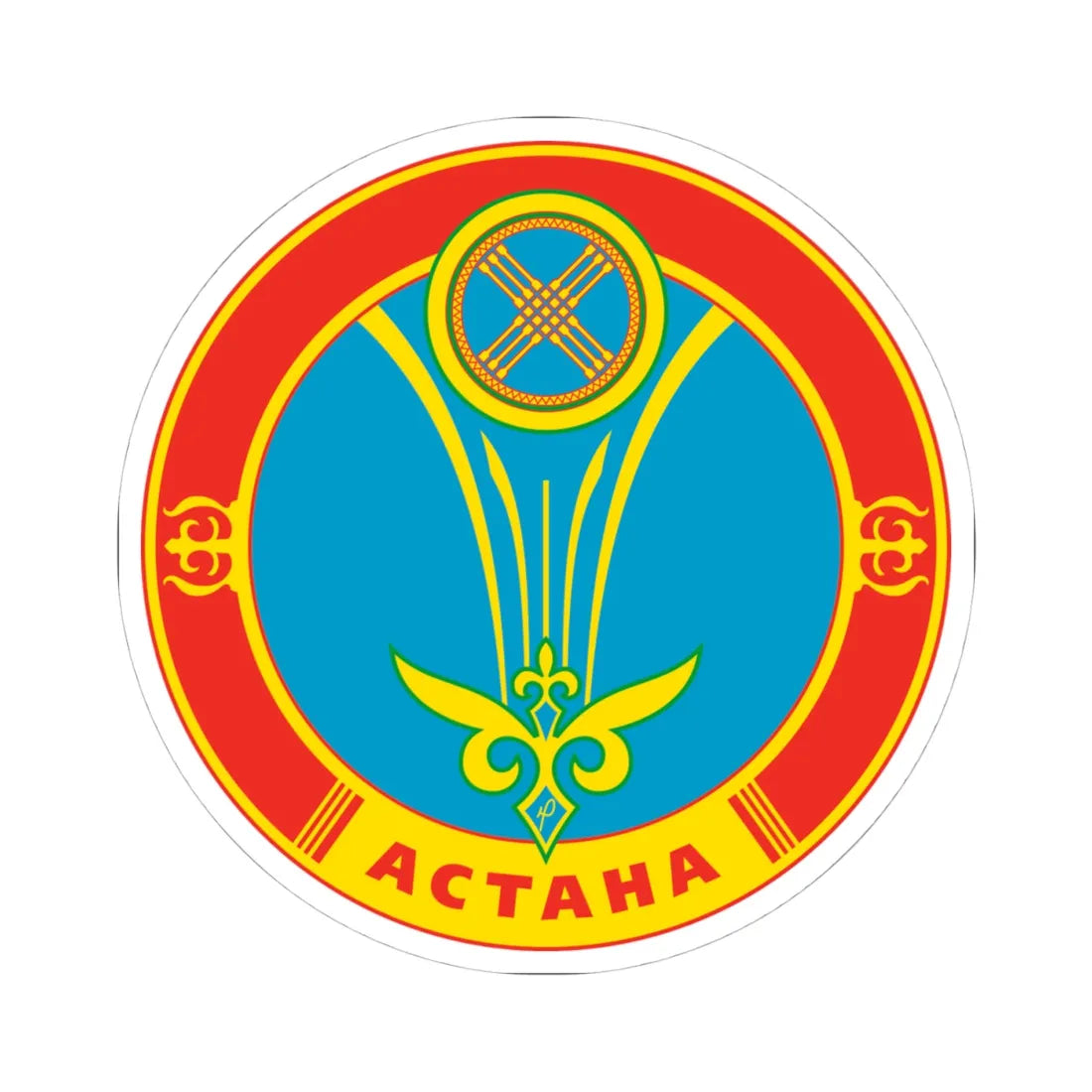 Emblem of Astana (Kazakhstan) (Coat of Arms) STICKER Vinyl Kiss-Cut Decal 4 Inch White - The Sticker Space