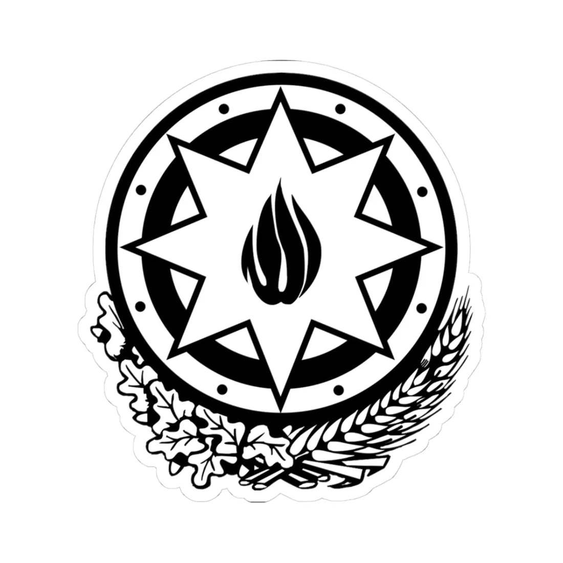 Emblem of Azerbaijan black-white (Azerbaijan) (Coat of Arms) STICKER Vinyl Kiss-Cut Decal - The Sticker Space