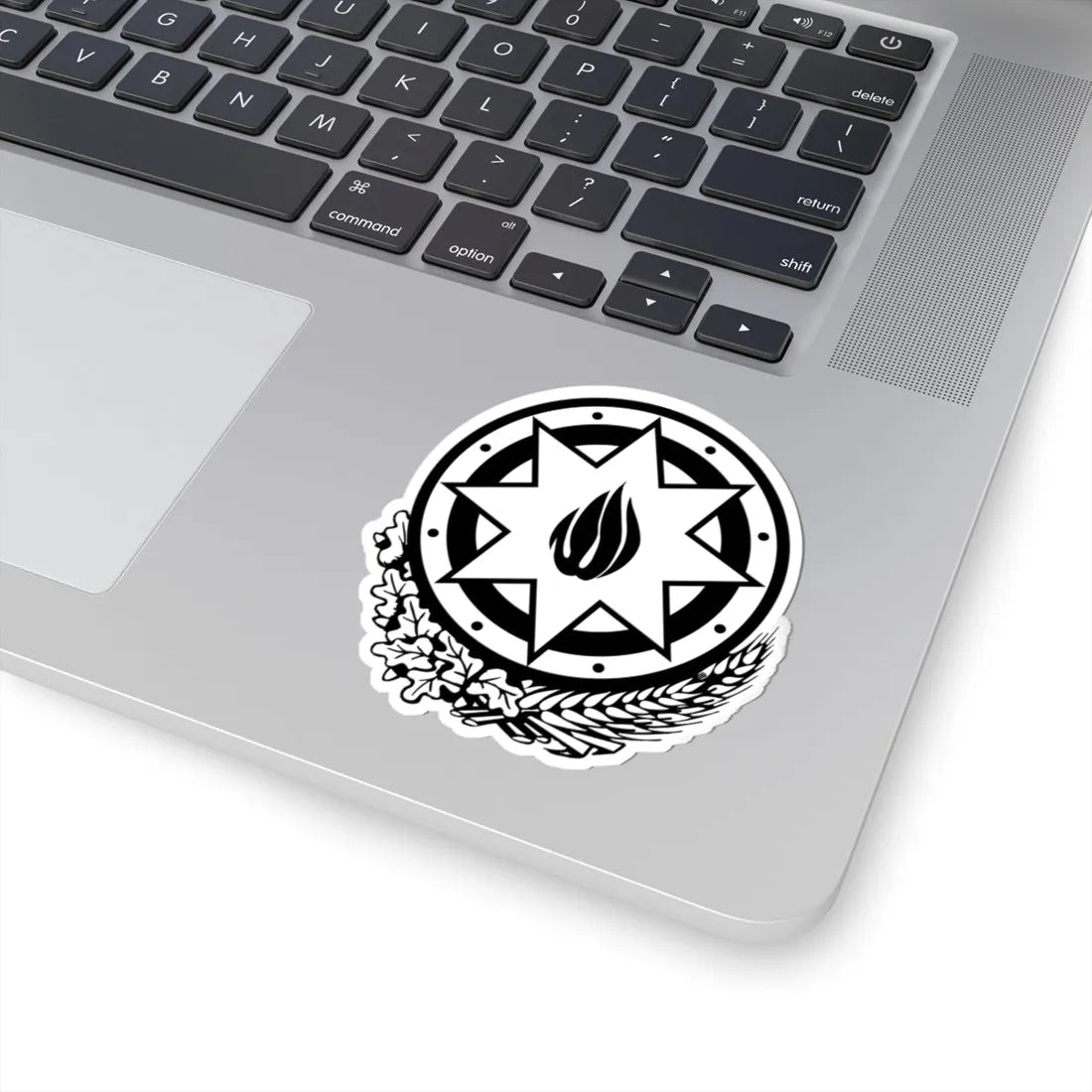 Emblem of Azerbaijan black-white (Azerbaijan) (Coat of Arms) STICKER Vinyl Kiss-Cut Decal - The Sticker Space