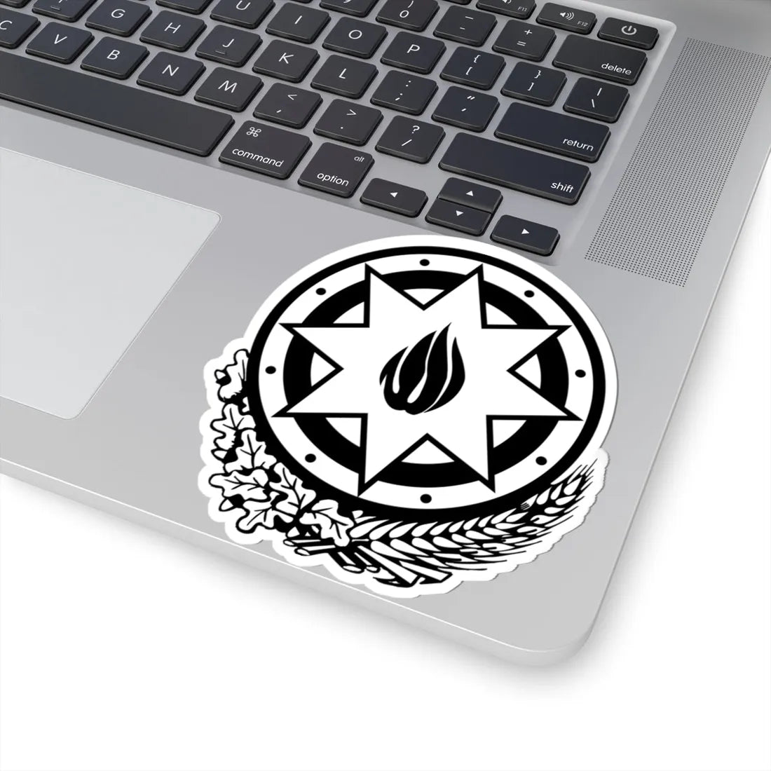 Emblem of Azerbaijan black-white (Azerbaijan) (Coat of Arms) STICKER Vinyl Kiss-Cut Decal - The Sticker Space