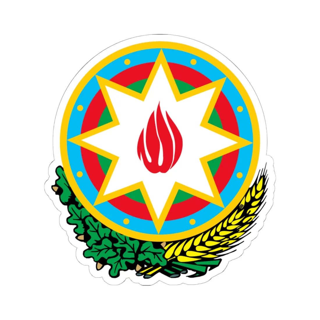 Emblem of Azerbaijan simmetric star (Azerbaijan) (Coat of Arms) STICKER Vinyl Kiss-Cut Decal 6 Inch White - The Sticker Space