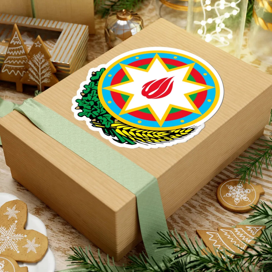 Emblem of Azerbaijan simmetric star (Azerbaijan) (Coat of Arms) STICKER Vinyl Kiss-Cut Decal - The Sticker Space